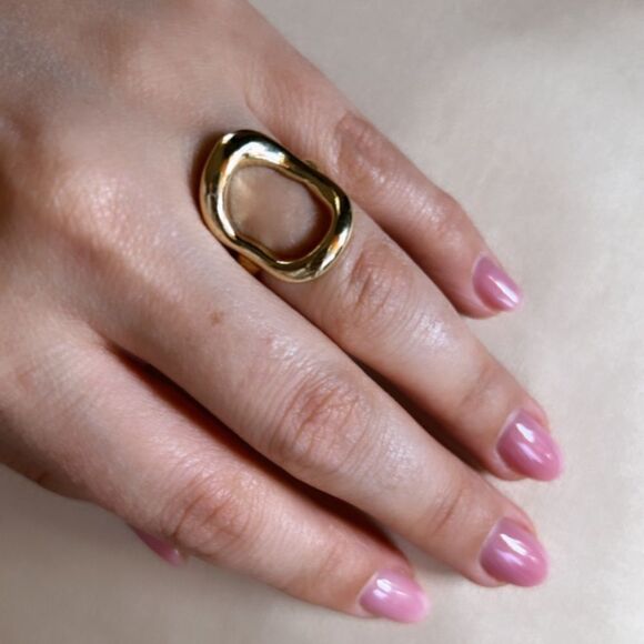 gold geo ring A523 - Picture 2 of 5